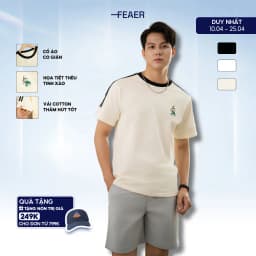 Thumbnail Áo thun nam cổ tròn Batsman, tay ngắn, vải cotton thoáng mát, thấm hút tốt, logo thêu, phối sọc tay 1