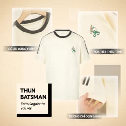 Thumbnail Áo thun nam cổ tròn Batsman, tay ngắn, vải cotton thoáng mát, thấm hút tốt, logo thêu, phối sọc tay 3