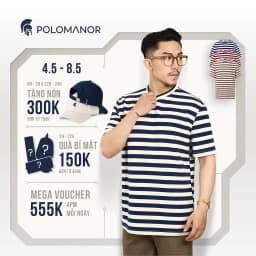 Thumbnail Áo thun nam cổ tròn kẻ sọc TSHIRT TOBY, BST TỪ NHÀ RA PHỐ, vải Cotton cvc, đứng form POLOMANOR 1
