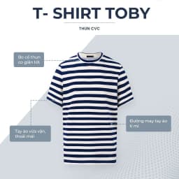 Thumbnail Áo thun nam cổ tròn kẻ sọc TSHIRT TOBY, BST TỪ NHÀ RA PHỐ, vải Cotton cvc, đứng form POLOMANOR 4