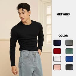 Thumbnail Áo Thun Nam Cổ Tròn Tay Dài Cotton Gân Form Body Thương HIệu MrTwins 1