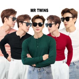 Thumbnail Áo Thun Nam Dài Tay Cổ Tròn Xẻ Trụ Vải Thun Tăm Gân Cao Cấp Form Body Thương Hiệu Mr Twins 1