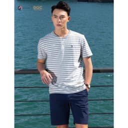 Thumbnail Áo thun nam DGCs thiết kế cổ tàu ngắn tay dáng suông, họa tiết kẻ năng động trẻ trung SATBB03M 2