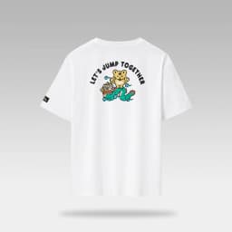 Thumbnail Áo thun nam HLA màu trắng tay ngắn in Tiger Jump vải cotton lạnh mềm mại, thoáng mát 2