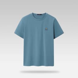 Thumbnail Áo thun nam HLA ngắn tay xanh đậm logo nổi Adventure, công nghệ Mercerization chất vải mềm mại, thoáng mát 1