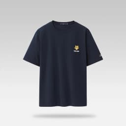 Thumbnail Áo thun nam HLA ngắn tay xanh navy logo in hoạt hình Cotton Cool Embroidery Printed T-shirt 1