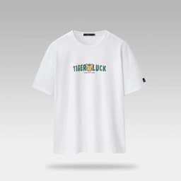 Thumbnail Áo thun nam HLA tay ngắn in hoạ tiết Tiger Luck vải cotton lạnh mềm mại, thoáng mát màu trắng/đen 1