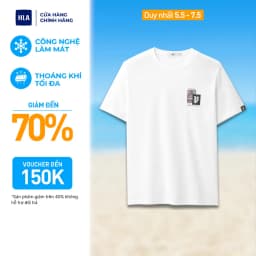 Thumbnail Áo thun nam HLA tay ngắn màu trắng logo thêu hoạ tiết chất liệu mát lạnh thoáng mát 1