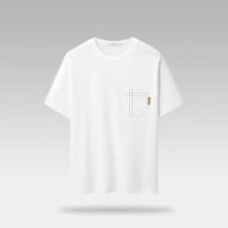Thumbnail Áo thun nam HLA tay ngắn phối túi kẻ, chất liệu 100% cotton thấm hút mồ hôi màu trắng/xám/đen 4