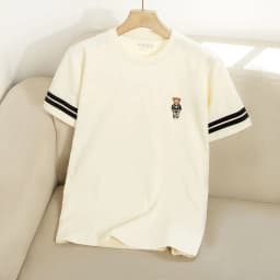 Thumbnail Áo thun nam Ourse cổ tròn, chất vải cotton thoáng mát, dáng regular, logo thêu gấu, tay phối sọc-FEAER 1