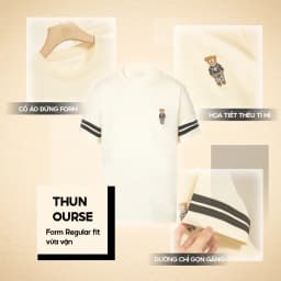 Thumbnail Áo thun nam Ourse cổ tròn, chất vải cotton thoáng mát, dáng regular, logo thêu gấu, tay phối sọc-FEAER 2