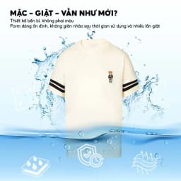 Thumbnail Áo thun nam Ourse cổ tròn, chất vải cotton thoáng mát, dáng regular, logo thêu gấu, tay phối sọc-FEAER 3