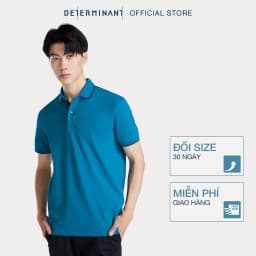 Thumbnail Áo thun nam Polo Cotton Visdry kháng nước thương hiệu Determinant - màu Teal phối cổ viền Xanh Navy [P01-04] 2