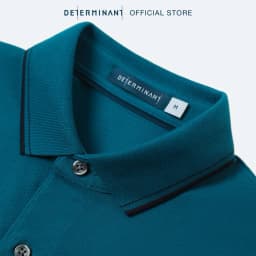 Thumbnail Áo thun nam Polo Cotton Visdry kháng nước thương hiệu Determinant - màu Teal phối cổ viền Xanh Navy [P01-04] 4