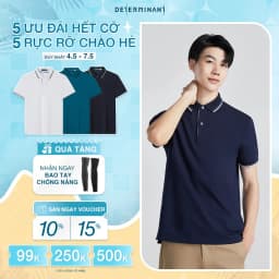 Thumbnail Áo thun nam polo DETERMINANT - Cotton cao cấp Visdry kháng nước thấm hút tối đa - P01-04 - màu navy phối cả viền trắng 1