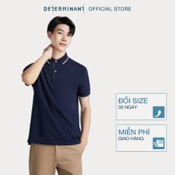 Thumbnail Áo thun nam polo DETERMINANT - Cotton cao cấp Visdry kháng nước thấm hút tối đa - P01-04 - màu navy phối cả viền trắng 3