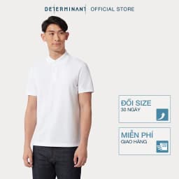 Thumbnail Áo thun nam polo DETERMINANT - Cotton cao cấp Visdry kháng nước thấm hút tối đa - P01 - màu trắng 3