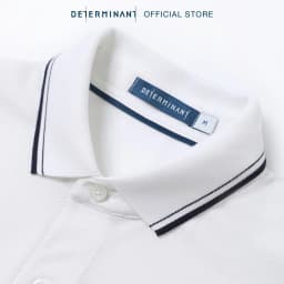 Thumbnail Áo thun nam polo DETERMINANT - Cotton cao cấp Visdry kháng nước thấm hút tối đa - P01-04 - màu trắng phối cổ viền xanh 4