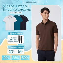 Thumbnail Áo thun nam Polo vải cotton thấm hút mồ hôi thương hiệu Determinant - màu Nâu [P01] 1