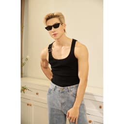 Thumbnail Áo Thun Nam TankTop Ba Lỗ Cổ Vuông Dây Khoen Một Bên Form Body Thun Gân Cao Cấp Thương Hiệu Mr Twins 1