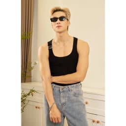 Thumbnail Áo Thun Nam TankTop Ba Lỗ Cổ Vuông Dây Khoen Một Bên Form Body Thun Gân Cao Cấp Thương Hiệu Mr Twins 4