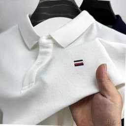 Thumbnail Áo thun nam thêu màu trơn tay ngắn mềm mại thoáng khí áo sơ mi polo thông thường đa năng nhanh khô hàng đầu nhiều màu tùy chọn WL001 1