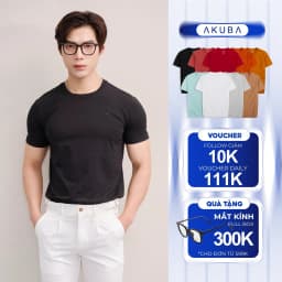 Thumbnail Áo Thun Nam Trơn Cotton 4 Chiều AKUBA Slimfit Basic Tay Ngắn Vải Mịn Thấm Hút Mồ Hôi Tốt | 01JE0842 1