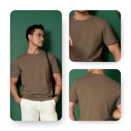 Thumbnail Áo Thun Nam Trơn Cotton 4 Chiều AKUBA Slimfit Basic Tay Ngắn Vải Mịn Thấm Hút Mồ Hôi Tốt | 01JE0842 3