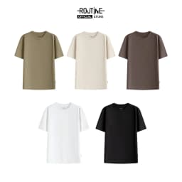 Thumbnail Áo Thun Ngắn Tay Vải Cotton Trơn Basic Form Fitted - Routine 10F24TSS001C 3
