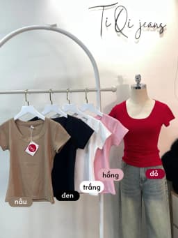 Thumbnail Áo thun nhũ cổ U co giãn ôm body trơn TiQi Jeans A-167 1