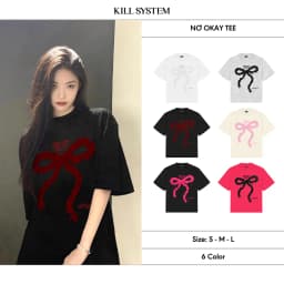 Thumbnail Áo thun Nơ OKAY Killsystem oversize hình nơ nổi may nhún chất cotton 1