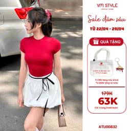 Thumbnail Áo thun nữ cổ tròn VMSTYLE, Áo kiểu nữ form ôm tay ngắn màu trơn đơn giản đi học, đi chơi, đi làm ATU00832 1