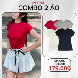 Thumbnail Áo thun nữ cổ tròn VMSTYLE, Áo kiểu nữ form ôm tay ngắn màu trơn đơn giản đi học, đi chơi, đi làm ATU00832 2