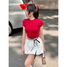 Thumbnail Áo thun nữ cổ tròn VMSTYLE, Áo kiểu nữ form ôm tay ngắn màu trơn đơn giản đi học, đi chơi, đi làm ATU00832 4