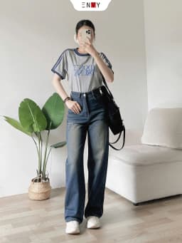 Thumbnail Áo Thun Nữ Cotton Form Vừa Chạy Viền Trẻ Trung ENVY AT269 1