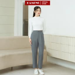 Thumbnail Áo thun nữ croptop tay dài cổ cao KAMONG chất liệu thun tăm A150 2