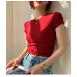 Thumbnail Áo thun nữ dáng ôm body chất vải Thun gân (thun tăm lạnh) co giãn 4 chiều - PH403310 4