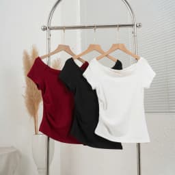 Thumbnail Áo thun nữ Evalover mã 276 kiểu dáng ngang vai, chất cotton Nhật co giãn 4 chiều 3