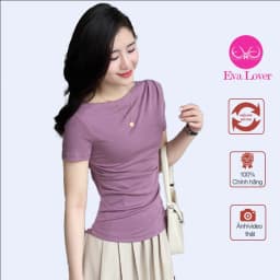Thumbnail Áo thun nữ lệch vai Evalover – Nhún eo gấu vát, vải cotton co giãn 4 chiều 1