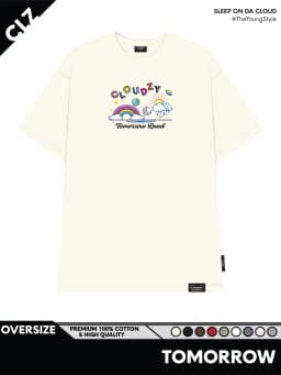 Thumbnail Áo thun nữ nam unisex tay lỡ phông localbrand CLOUDZY form rộng teen cổ tròn trắng oversize TOMORROW 1