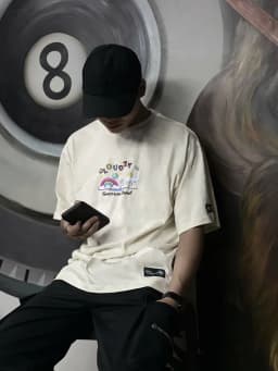 Thumbnail Áo thun nữ nam unisex tay lỡ phông localbrand CLOUDZY form rộng teen cổ tròn trắng oversize TOMORROW 4