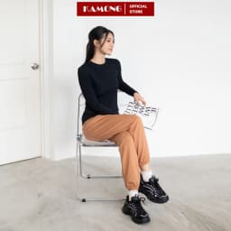 Thumbnail Áo thun nữ tay dài KAMONG kiểu dáng basic chất liệu thun tăm A151 3