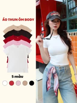Thumbnail Áo thun nữ trơn basic ôm body co giãn chất thun mịn TiQi Jeans nhiều màu A149 1