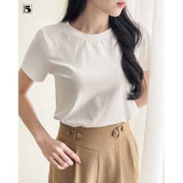 Thumbnail Áo thun nữ trơn nhiều màu tay ngắn, dáng ôm vải mềm co dãn nhẹ Twentyfive TL14 1