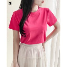 Thumbnail Áo thun nữ trơn nhiều màu tay ngắn, dáng ôm vải mềm co dãn nhẹ Twentyfive TL14 2