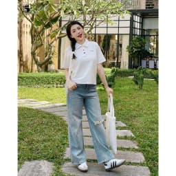 Thumbnail Áo thun nữ Twentyfive dáng lửng phối cúc màu 6650 1