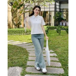 Thumbnail Áo thun nữ Twentyfive dáng lửng phối cúc màu 6650 2