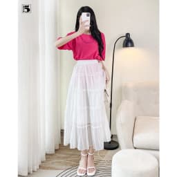 Thumbnail Áo thun nữ Twentyfive dáng rộng ngắn tay, cổ tròn họa tiết in chữ La vie est belle TL13 2