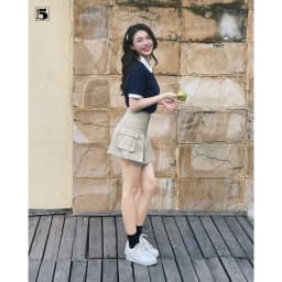 Thumbnail Áo thun nữ Twentyfive thiết kế phối cổ polo dáng trơn, phối khóa kéo năng động 6646 3