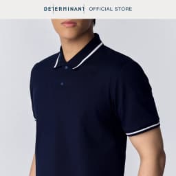 Thumbnail Áo thun polo DETERMINANT thấm hút 1 chiều màu xanh Navy có viền cổ BST New Arrival SS25 P33-01 3